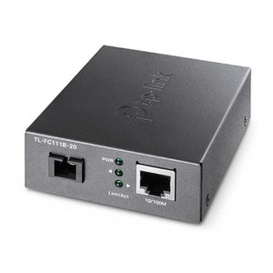 TP-LINK (TL-FC111B-20) 10/100 Mbps WDM Media Converter, up to 20km, 802.3u 10/100Base-TX, 100Base-FX, Single-Mode, Half-Duplex/Full-Duplex - Baztex Media Converters / Racks