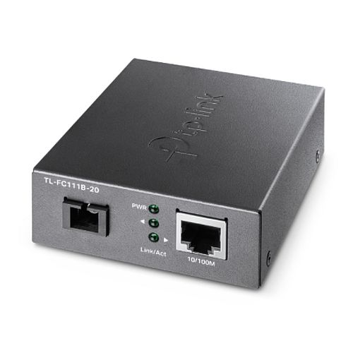 TP-LINK (TL-FC111B-20) 10/100 Mbps WDM Media Converter, up to 20km, 802.3u 10/100Base-TX, 100Base-FX, Single-Mode, Half-Duplex/Full-Duplex