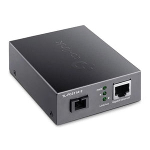 LINK (TL-FC311A-2) Gigabit WDM Media Converter, Fiber up to 2km, Auto-Negotiation RJ45 Port, GB SC Fiber Port, 1550 nm TX, 1310 nm RX - Baztex Media Converters/Racks