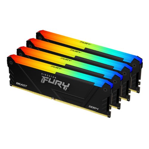 Kingston Fury Beast RGB 64GB Kit (4 x 16GB), DDR4, 3200MHz (PC4-25600), CL16, XMP, DIMM Memory