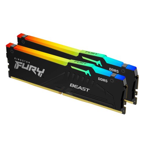 Kingston Fury Beast RGB 16GB Kit (2 x 8GB), DDR5, 6000MHz (PC5-48000), CL40, 1.35V, ECC, XMP 3.0, AMD EXPO, PMIC, DIMM Memory - Baztex Memory - Desktop