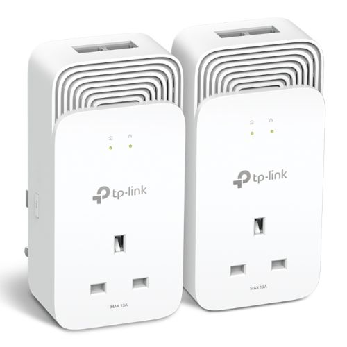 TP-LINK (PG2400P KIT) Wired 1428Mbps G.hn2400 Powerline Adapter Kit, AC Pass Through, 2-Port, Power Saving Mode