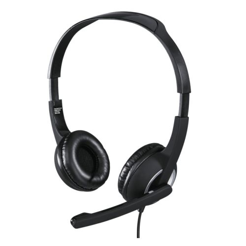 Hama HS-P150 Ultra-lightweight Headset with Boom Microphone, 3.5mm Jack, Padded Ear Pads, Inline Controls - Baztex Headsets