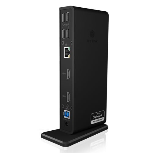 Icy Box (IB-DK2251AC) USB-A/C 11-in-1 Docking Station - 6x USB-A, 2x HDMI, RJ45, 3.5mm Jack, 1x USB-A Charging