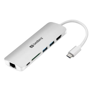 Sandberg USB 3.1 Type-C Dock - HDMI, USB 3.0, USB-C, RJ45, Aluminium, 5 Year Warranty - Baztex Multi-Output Docks