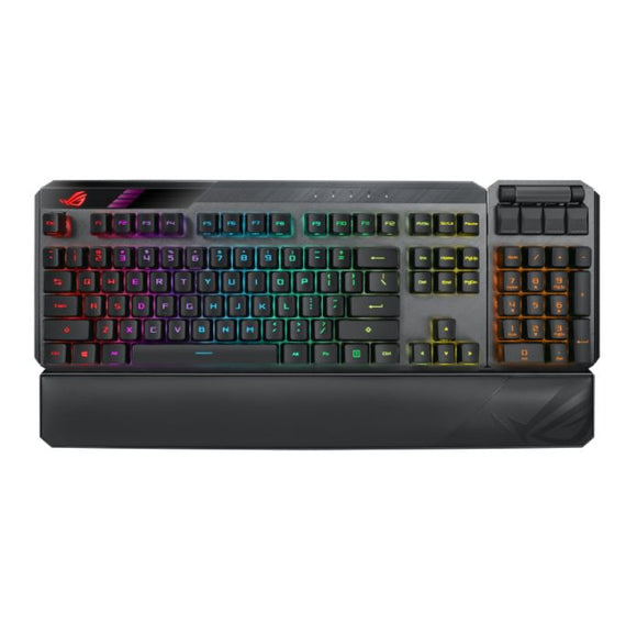 Asus ROG CLAYMORE II RGB Mechanical Gaming Keyboard w/ PBT Keycaps, Wired/Wireless, RX Red Mechanical Switches, Fully Programmable Keys, Detachable Numpad & Wrist Rest