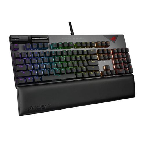 Asus ROG STRIX FLARE II RGB Mechanical Gaming Keyboard w/ PBT Keycaps, USB, ROG NX Red Switches, Detachable Wrist Rest - Baztex Keyboards