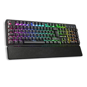 GameMax Strike Mechanical RGB Gaming Keyboard, Outemu Red Switches, Anti-Ghosting, Double-Shot Keycaps, Magnetic Wrist Rest - Baztex Keyboards