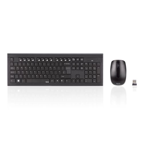 Hama Cortino Wireless Keyboard and Mouse Desktop Kit, Soft Touch Keys, 12 Media Keys, Up to 1600 DPI Mouse - Baztex Keyboard & Mouse Kits