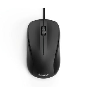 Hama MC-300 Wired Optical Mouse, 1200 DPI, USB, 3 Buttons, Black - Baztex Mice