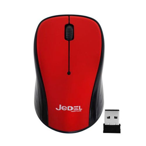 Jedel W920 Wireless Optical Mouse, 1000 DPI, Nano USB, 3 Buttons, Deep Red & Black - Baztex Mice