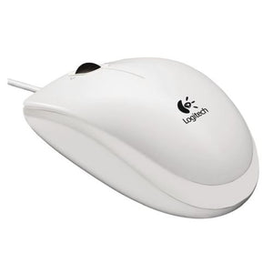 Logitech B100 Wired Optical Mouse, USB, 800 DPI, Ambidextrous, White, OEM - Baztex Mice