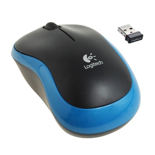 Logitech M185 Wireless Notebook Mouse, USB Nano Receiver, Black/Blue - Baztex Mice