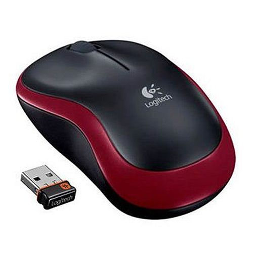 Logitech M185 Wireless Notebook Mouse, USB Nano Receiver, Black/Red - Baztex Mice