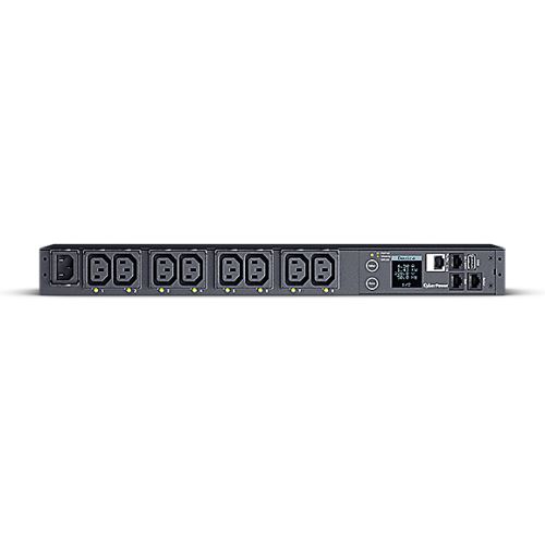CyberPower PDU41004 Switched Power Distribution Unit, 1U Rackmount, 1x IEC C14 Input, 8 Outlets, Real-Time Local/Remote Monitoring & Switching, LCD Display