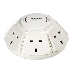 Philex PowerDome Multi Socket Extension Dome, 6-Way, 1M Cable, 13A, Surge Protected - Baztex Power / Fans / PCIe