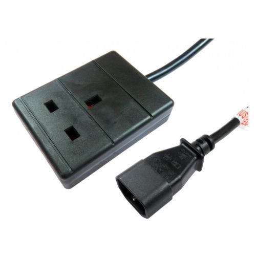 Spire IEC C14 to UK Mains Socket Power Cord, 0.5M, Black