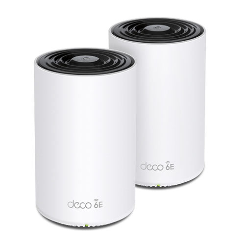 TP-LINK (DECO XE75) AXE5400 Wi-Fi 6E Tri-Band Mesh System, 2 Pack, AI-Driven Mesh, 3 x LAN on each Unit, Voice Control - Baztex Routers/Mesh Systems