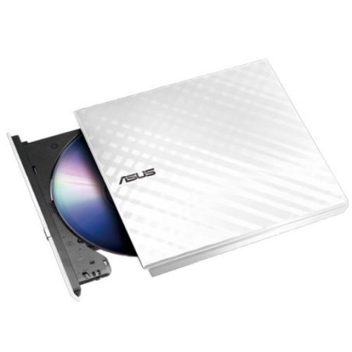 Asus (SDRW-08D2S-U LITE) External Slimline DVD Re-Writer, USB, 8x, White, Cyberlink Power2Go 8 - Baztex Optical Drives