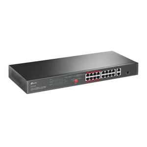 TP-LINK (TL-SL1218P) 16-Port 10/100Mbps + 2-Port GB Unmanaged Rackmount PoE+ Switch, Combo GB SFP Slot, 16-Port PoE+ - Baztex Switches
