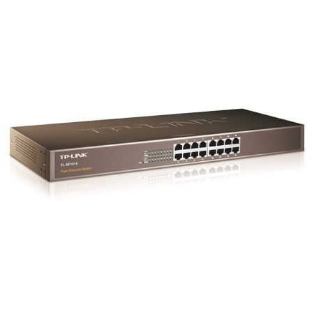 TP-LINK (TL-SF1016) 16-Port 10/100Mbps Unmanaged Rackmount Switch, 19-inch Steel Case - Baztex Switches