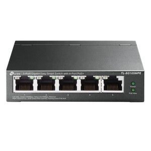 TP-LINK (TL-SG105MPE) 5-Port Gigabit Easy Smart Switch with 4-Port PoE+, Steel Case - Baztex Switches