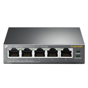 TP-LINK (TL-SG1005P) 5-Port Gigabit Unmanaged Desktop Switch, 4 Port PoE, Steel Case - Baztex Switches