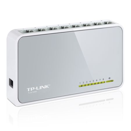 TP-LINK (TL-SF1008D V12) 8-Port 10/100 Unmanaged Desktop Switch, Plastic Case - Baztex Switches
