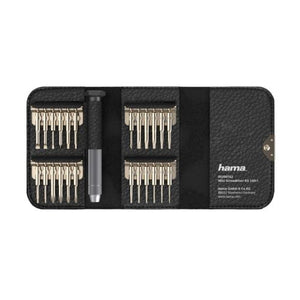 Hama 24-in-1 Mini Screwdriver Set, Resilient Steel, Leather-Look Case - Baztex Tool Kits