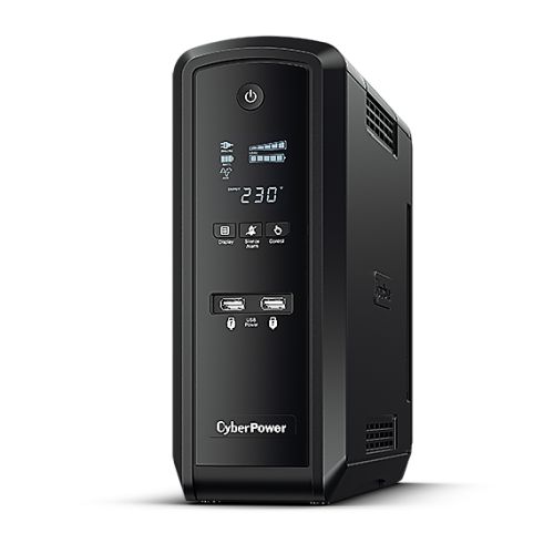 CyberPower PFC Sinewave 1500VA Line Interactive Tower UPS, 900W, LCD Display, 2x UK Plug, 4x IEC, AVR Energy Saving - Baztex UPS