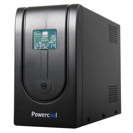Powercool 1500VA Smart UPS, 900W, LCD Display, 3 x UK Plug, 2 x RJ45, 3 x IEC, USB - Baztex UPS