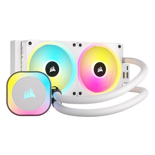 Corsair iCUE LINK H100i 240mm RGB Liquid CPU Cooler, QX120 RGB Magnetic Dome Fans, 20 LED Pump Head, iCUE LINK Hub Included, White - Baztex Cooling