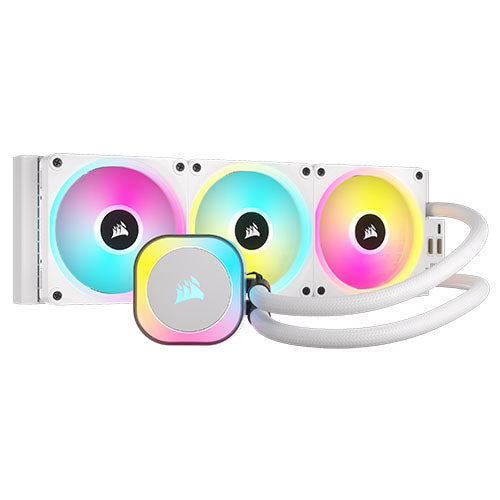 Corsair iCUE LINK H150i 360mm RGB Liquid CPU Cooler, QX120 RGB Magnetic Dome Fans, 20 LED Pump Head, iCUE LINK Hub Included, White - Baztex Cooling