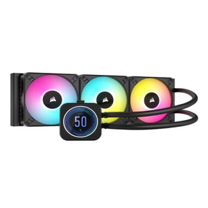 Corsair H170i ELITE LCD XT 420mm RGB Liquid CPU Cooler, AF140 RGB ELITE Fans, Personalised LCD Screen, iCUE Controller Included, Black - Baztex Cooling