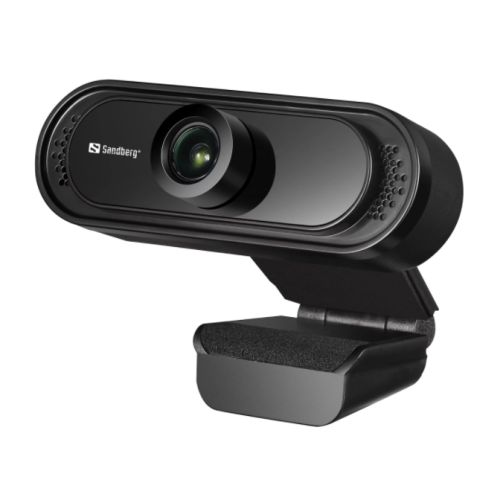 Sandberg USB FHD 2MP Webcam with Mic, 1080p, 30fps, Glass Lens, 60°, Clip-on/Stand, 5 Year Warranty - Baztex Webcams