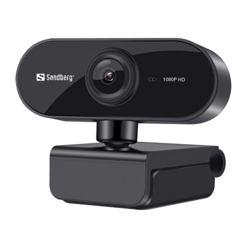Sandberg USB Flex FHD 2MP Webcam with Mic, 1080p, 30fps, Glass Lens, Auto Adjusting, 360° Rotatable, Clip-on/Desk Mount, 5 Year Warranty - Baztex Webcams