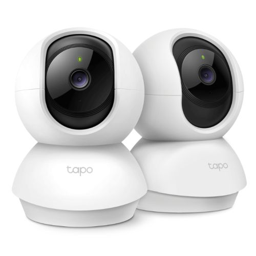 TP-LINK (TAPO C210P2) Pan/Tilt Home Security Wi-Fi Cameras (2-Pack), 3MP, Night Vision, Alarms, Motion Detection, 2-way Audio