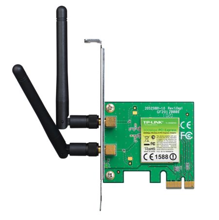 TP-LINK (TL-WN881ND) 300Mbps Wireless N PCI Express Adapter, 2 Detachable Antennas, Low Profile Bracket - Baztex PCI/PCIe Network Cards